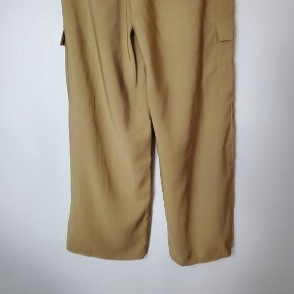 Women's Size M Wide Leg Cargo Pants Tan Forever 21 Detachable Belt High Rise - Picture 8 of 10
